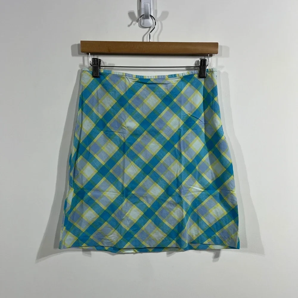 American Eagle VTG Y2K Plaid Mini Skirt Cotton Womens 4 Preppy Festival Beachy‎